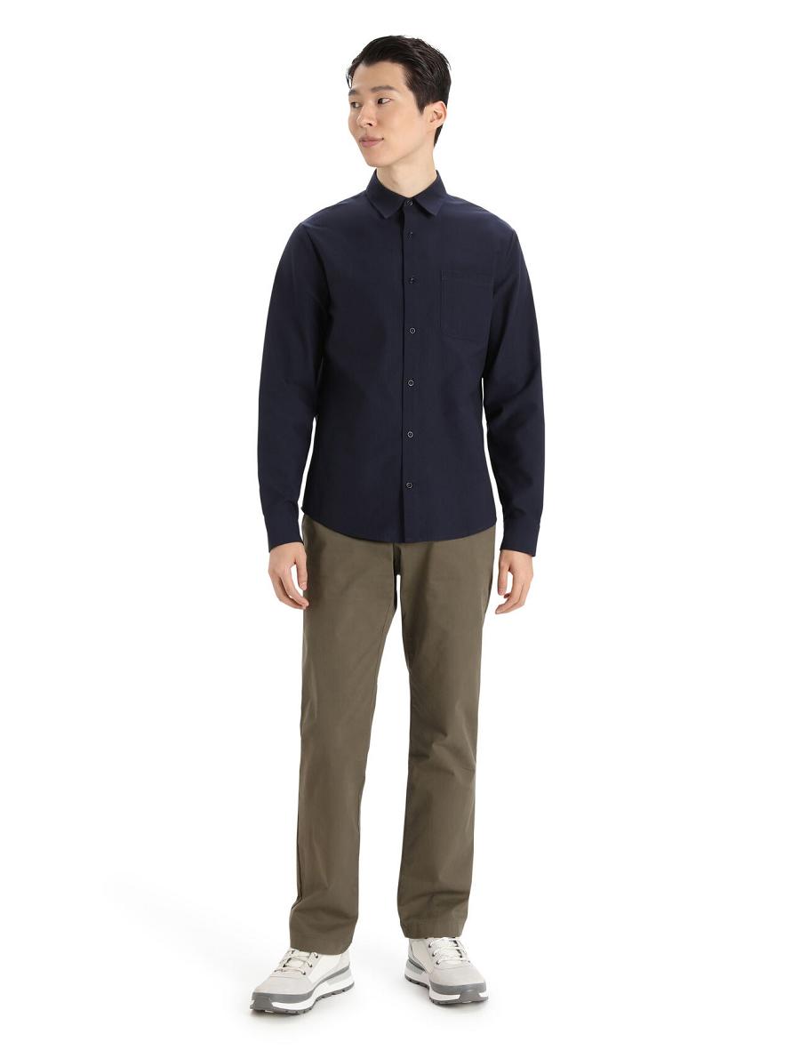 Long Sleeve Icebreaker Merino Berlin Shirt Homme Bleu Marine | FR 1235EBCX